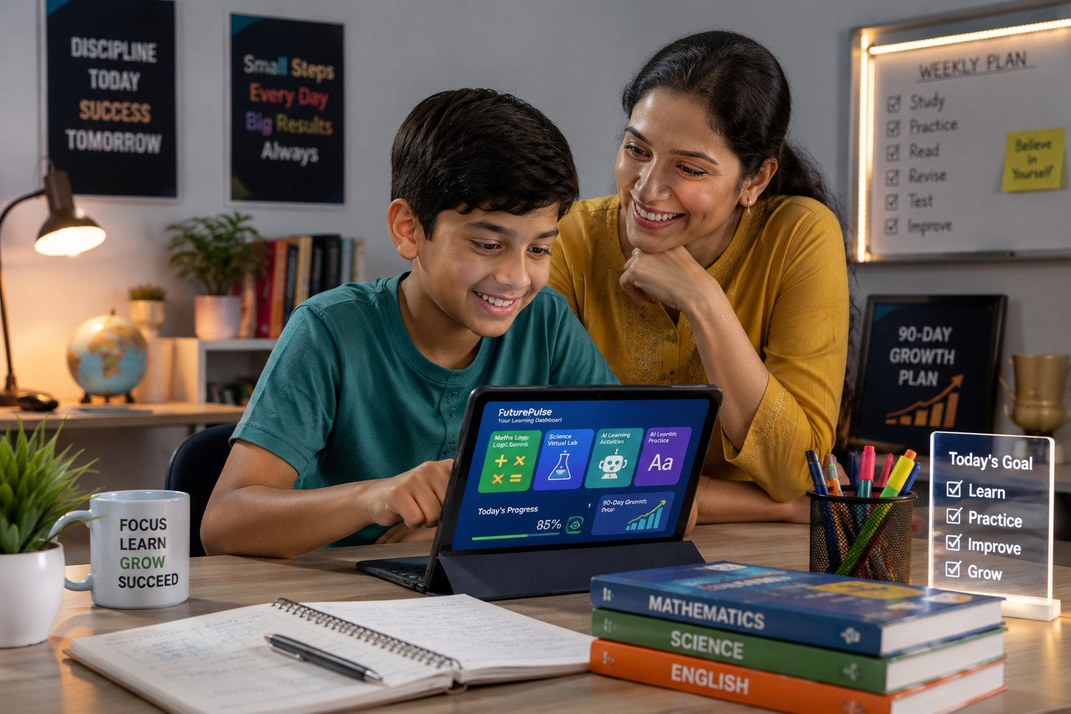 Child using screen time for productive learning after FuturePulse